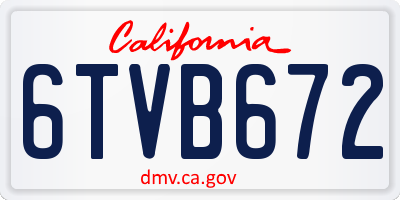 CA license plate 6TVB672