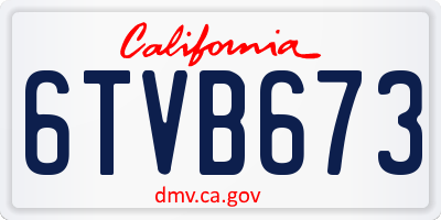 CA license plate 6TVB673