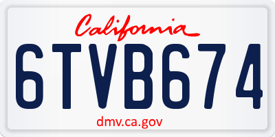 CA license plate 6TVB674