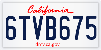 CA license plate 6TVB675