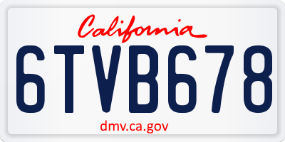 CA license plate 6TVB678