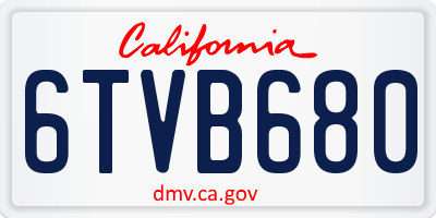 CA license plate 6TVB680