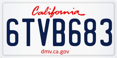 CA license plate 6TVB683