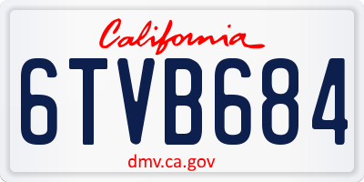 CA license plate 6TVB684