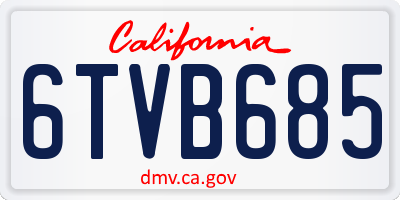 CA license plate 6TVB685