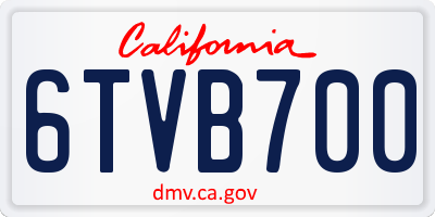 CA license plate 6TVB700