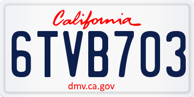 CA license plate 6TVB703