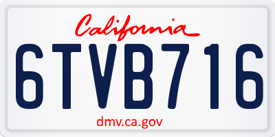 CA license plate 6TVB716