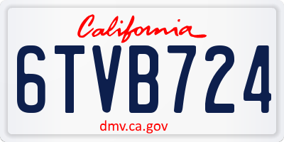 CA license plate 6TVB724