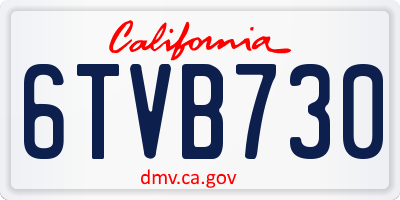 CA license plate 6TVB730