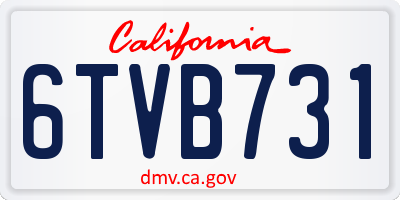 CA license plate 6TVB731