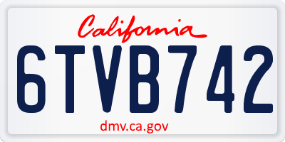 CA license plate 6TVB742