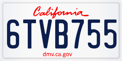 CA license plate 6TVB755