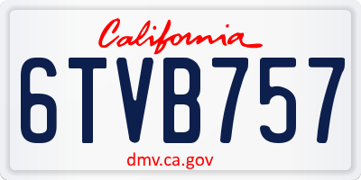 CA license plate 6TVB757