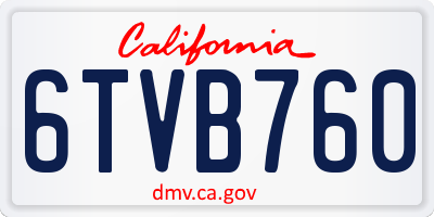 CA license plate 6TVB760