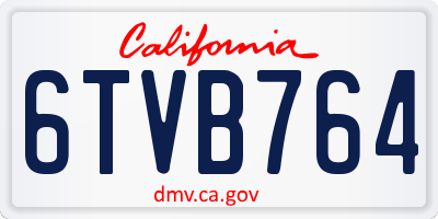 CA license plate 6TVB764