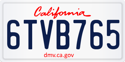 CA license plate 6TVB765