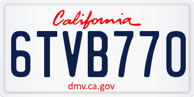 CA license plate 6TVB770