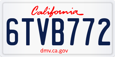 CA license plate 6TVB772