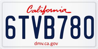 CA license plate 6TVB780