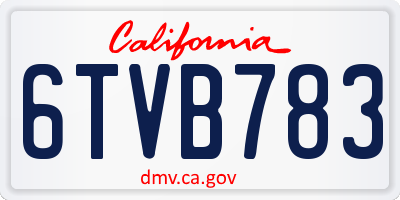 CA license plate 6TVB783