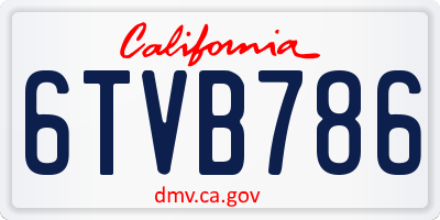 CA license plate 6TVB786