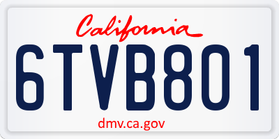 CA license plate 6TVB801