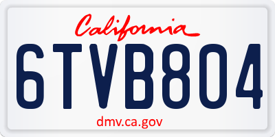 CA license plate 6TVB804