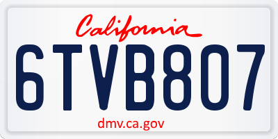 CA license plate 6TVB807