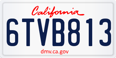 CA license plate 6TVB813