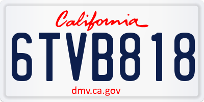 CA license plate 6TVB818