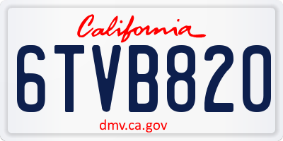 CA license plate 6TVB820