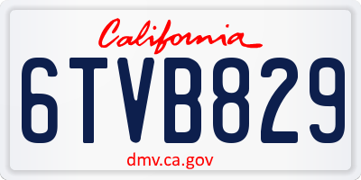 CA license plate 6TVB829