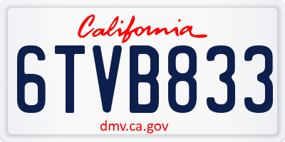 CA license plate 6TVB833