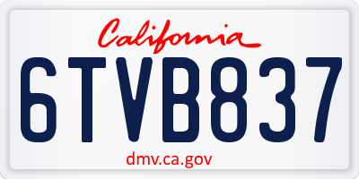 CA license plate 6TVB837