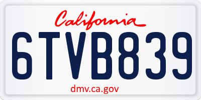CA license plate 6TVB839