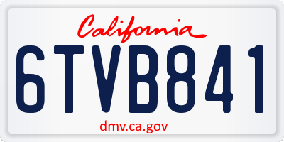 CA license plate 6TVB841