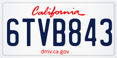 CA license plate 6TVB843