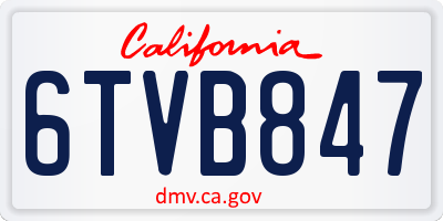 CA license plate 6TVB847