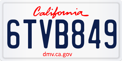 CA license plate 6TVB849