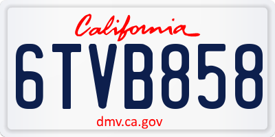 CA license plate 6TVB858