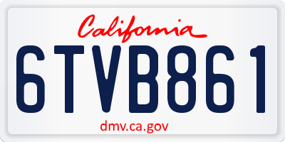 CA license plate 6TVB861