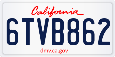 CA license plate 6TVB862