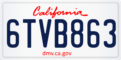 CA license plate 6TVB863