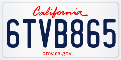 CA license plate 6TVB865