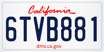 CA license plate 6TVB881