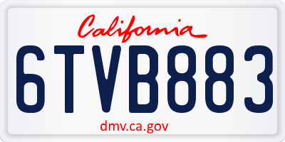 CA license plate 6TVB883