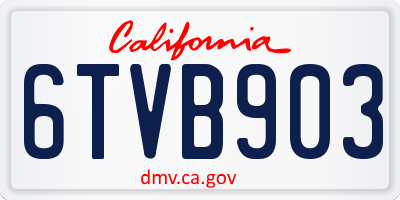 CA license plate 6TVB903