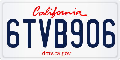 CA license plate 6TVB906