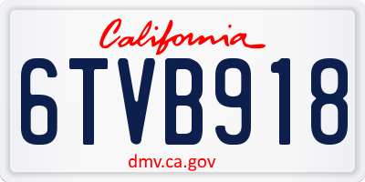 CA license plate 6TVB918